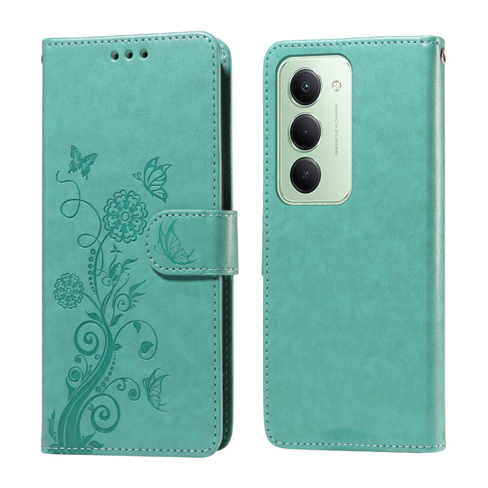 (Green) For Xiaomi Redmi 15 4G (Eu) (171Mm) Leather Case Butterfly Floral Imprint Wallet Stand Cover Green 6914280235387