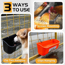 Mangiatoia per animali da cortile e da allevamento, mangiatoia sospesa di grande capacità per polli con clip e accessori, mangiatoia in plastica PE