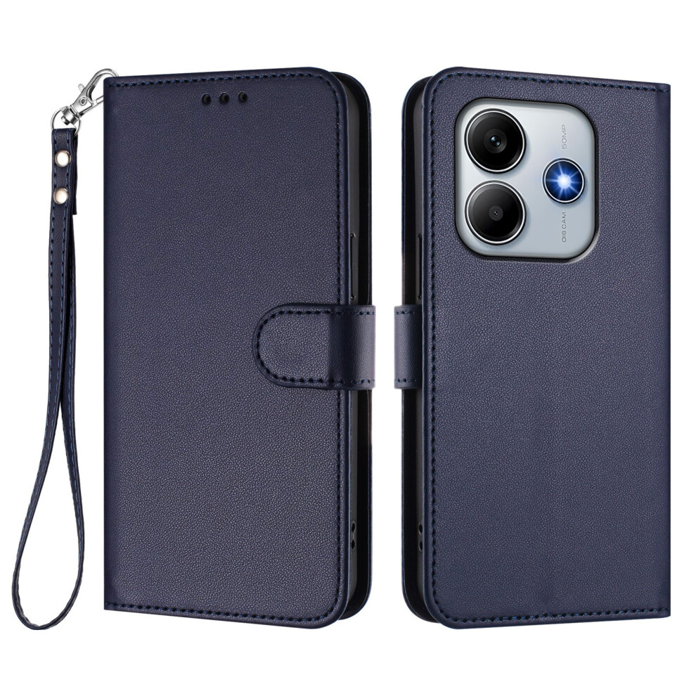 (Blue) For Xiaomi Redmi Note 14 4G (164.84Mm) Leather Case Wallet Stand Phone Cover With Wrist Strap Blue 6914285901775