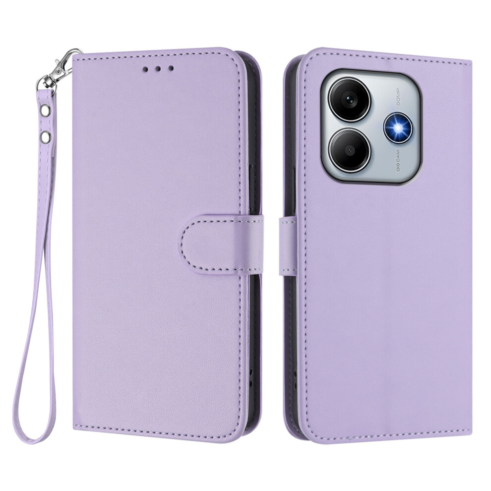 (Light ) For Xiaomi Redmi Note 14 4G (164.84Mm) Leather Case Wallet Stand Phone Cover With Wrist Strap Purple 6914285723360