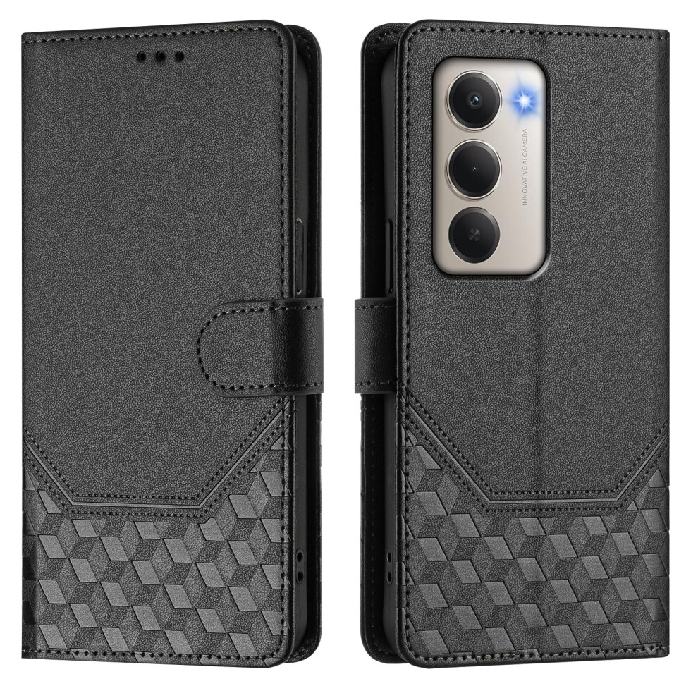 (Black) For Xiaomi Redmi 15 5G (Global) (169Mm) Case Imprinted Honeycomb Rfid Blocking Leather Phone Cover With Strap Black 6914284741372