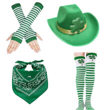 Ensemble de trèfles, chapeau, manches de bras, Bandana,-Vert