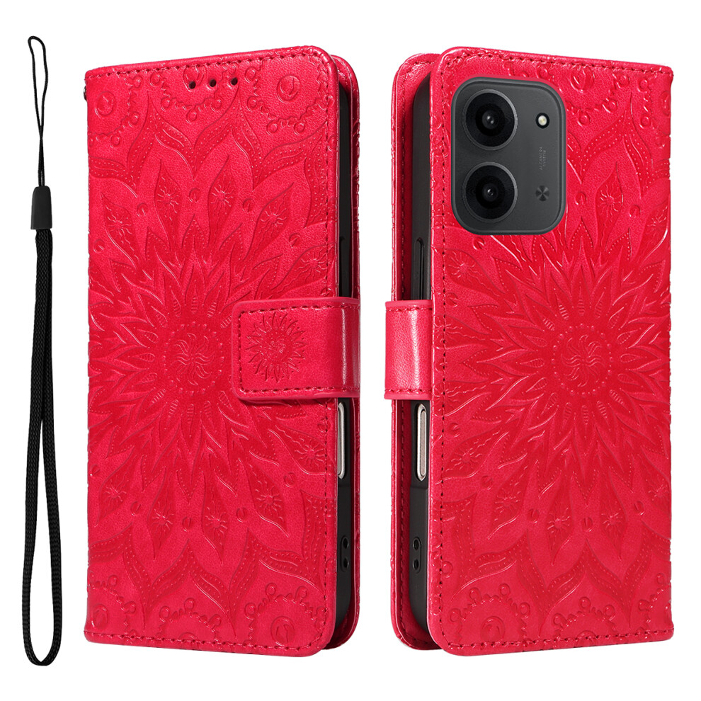 (Red) For Xiaomi Mi 15C 4G (Global) (171Mm) / Poco C85 4G (171Mm) Leather Wallet Case Sunflower Imprinted Phone Cover Red 6914284865054