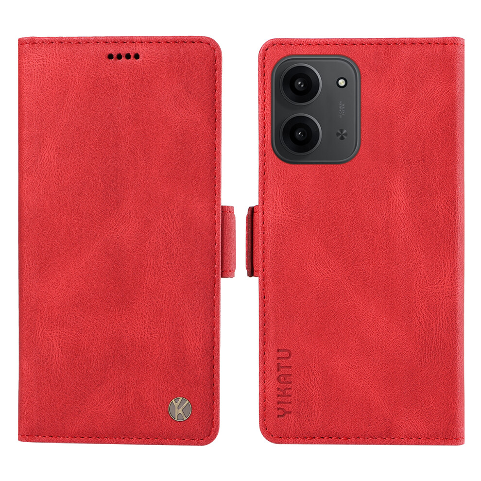 (Red) For Xiaomi Mi 15C 4G (Global) (171Mm) / Poco C85 4G (171Mm) Leather Case Yikatu Yk-005 Skin-Touch Feeling Wallet Phone Cover Red 6914281423851