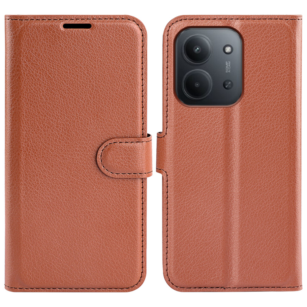 (Brown) For Xiaomi Redmi 15C 5G (Eu) (173Mm) / 15C 4G (Eu) (173Mm) Case Litchi Texture Shockproof Leather Wallet Phone Cover Brown 6914282990963