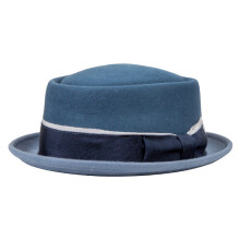 Laine Homburg Exotique Chapeau Haut-de-Forme-Denim Bleu Fumé Bl