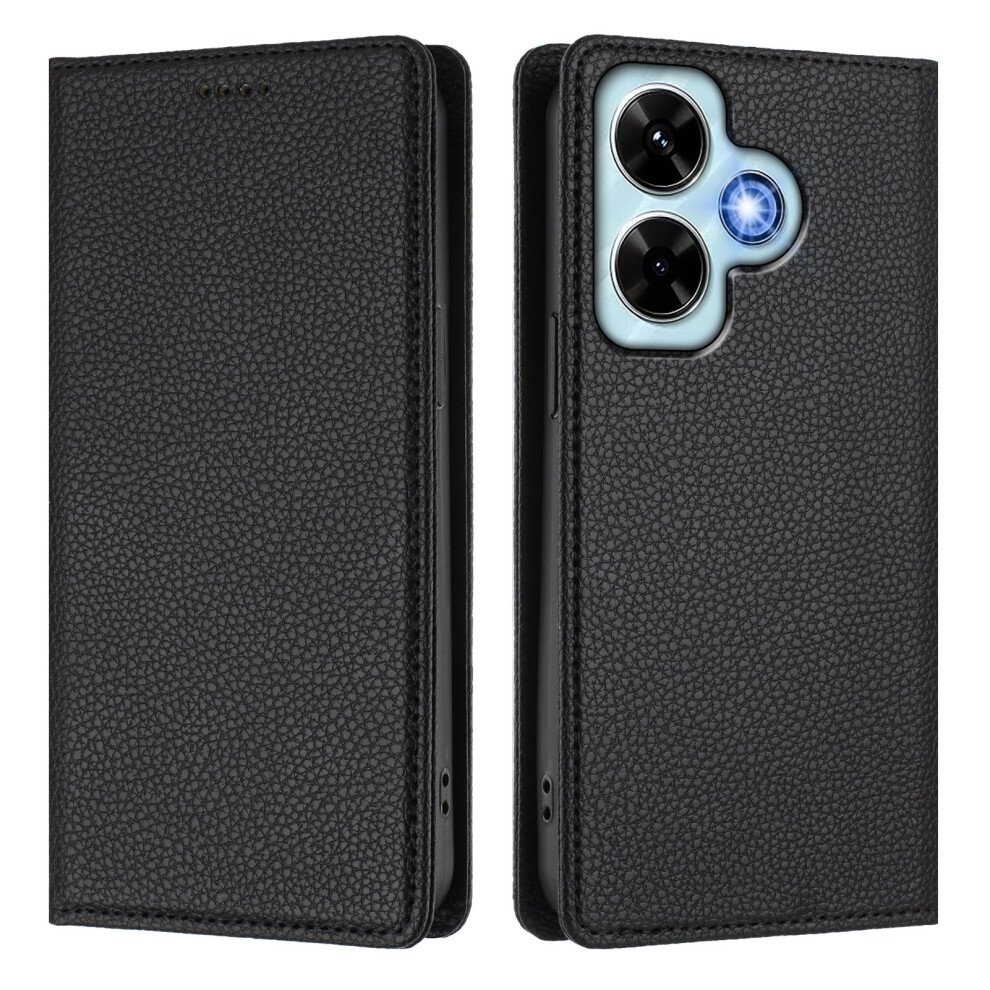 (Black) For Xiaomi Redmi Note 13 4G Wallet Case Rfid Blocking Litchi Texture Leather Mobile Cover Black 6914281889954
