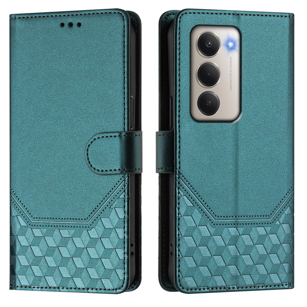 (Green) For Xiaomi Redmi 15 5G (Global) (169Mm) Case Imprinted Honeycomb Rfid Blocking Leather Phone Cover With Strap Green 6914287156388