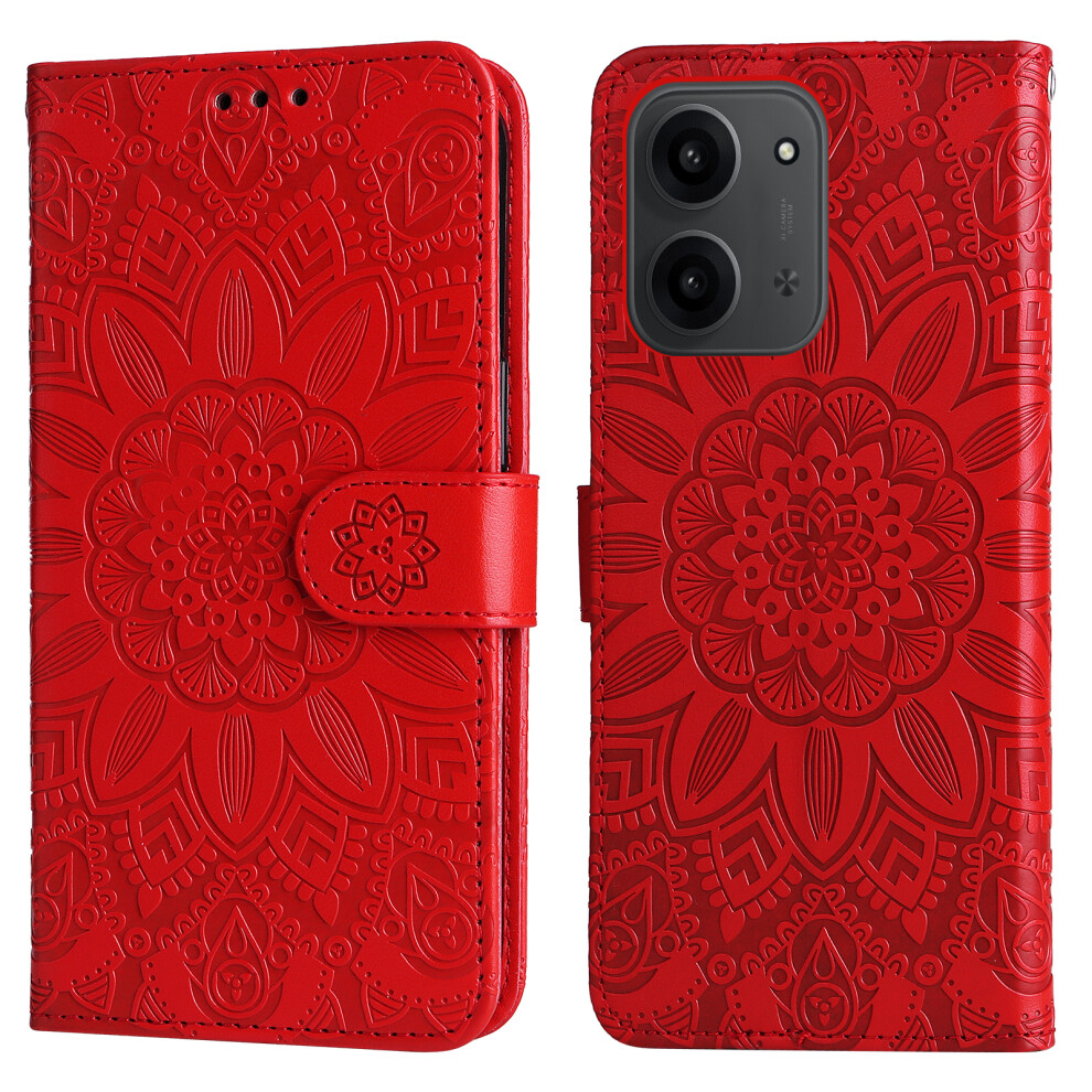 (Red) For Xiaomi Mi 15C 4G (Global) (171Mm) / Poco C85 4G (171Mm) Case Sunflower Imprint Leather Wallet Phone Cover Red 6914282960478