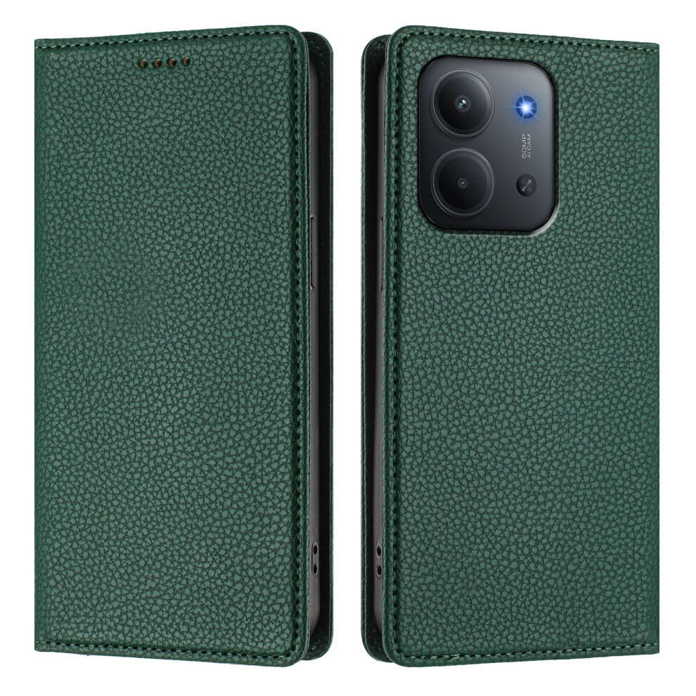 (Dark ) For Xiaomi Redmi 15C 5G (Eu) (173Mm) / 15C 4G (Eu) (173Mm) Wallet Case Rfid Blocking Litchi Texture Leather Mobile Cover Green 6914284670436