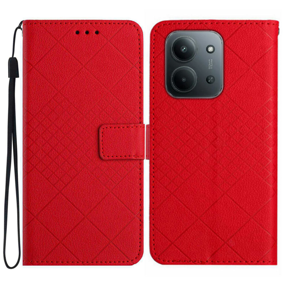 (Red) For Xiaomi Mi 15C 4G (Global) (171Mm) / Poco C85 4G (171Mm) Case Wallet Imprint Pu Leather Flip Folio Phone Cover Red 6914284399757