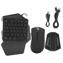Gléas Cearrbhachais Méarchlár Aonláimhe, Oiriúntóir Méarchláir Cearrbhachais le Soilsiú Cúlra RGB LED agus Tiontaire Luiche, Rialaitheoir