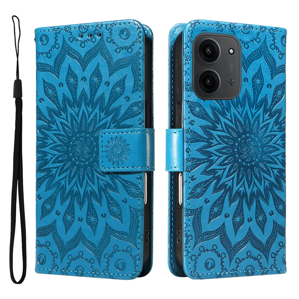 (Blue) For Xiaomi Redmi 15C 4G (Global) (171Mm) / Poco C85 4G (171Mm) Leather Wallet Case Sunflower Imprinted Phone Cover Blue 6914280378879