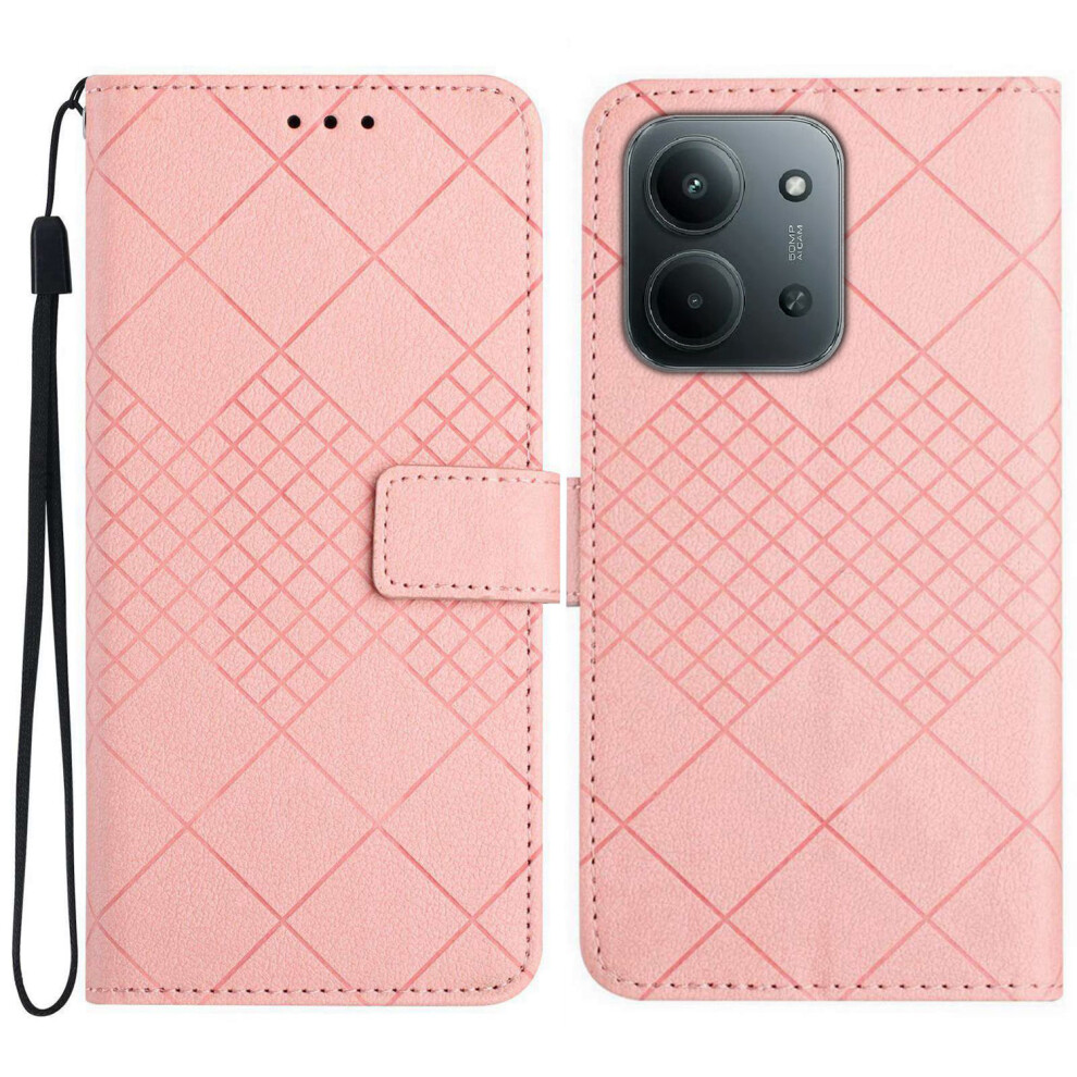(Pink) For Xiaomi Redmi 15C 4G (Global) (171Mm) / Poco C85 4G (171Mm) Case Wallet Imprint Pu Leather Flip Folio Phone Cover Pink 6914282545002
