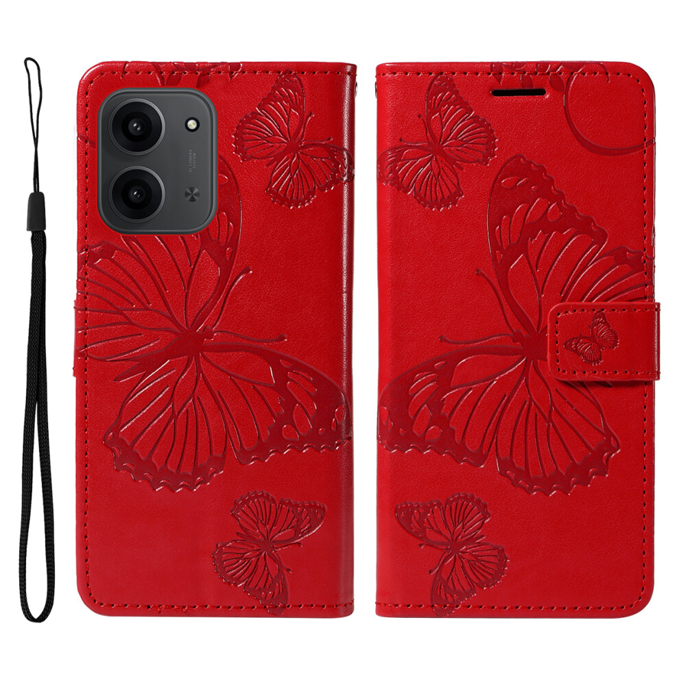 (Red) For Xiaomi Mi 15C 4G (Global) (171Mm) / Poco C85 4G (171Mm) Wallet Case Floral Butterfly Imprinted Leather Phone Cover Stand Red 6914284494452