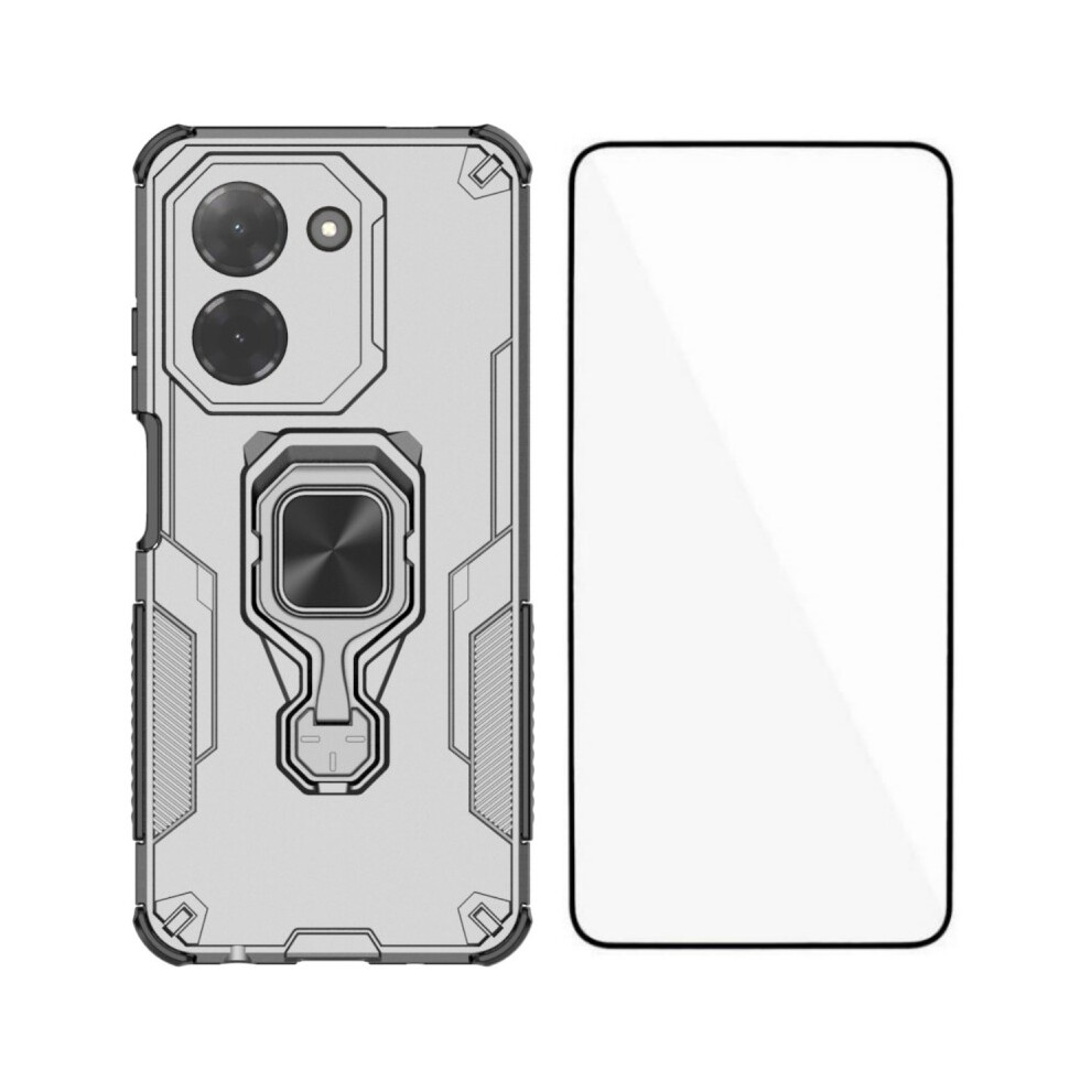 (Grey) For Xiaomi Redmi A5 4G (171.7Mm) Phone Case Wanlonfeng Pc Tpu Back Cover Kickstand With Tempered Glass Grey 6914283869336