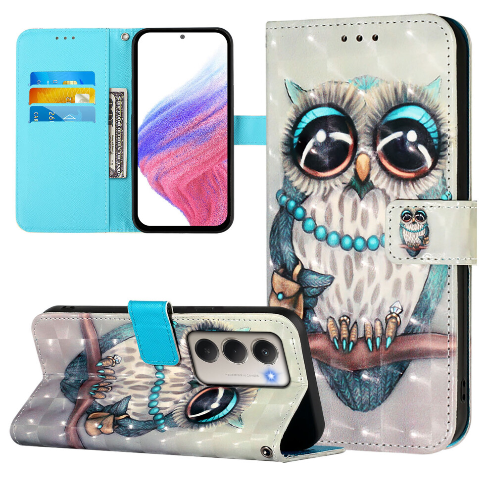 ( Owl) For Xiaomi Redmi 15 5G (Global) (169Mm) Leather Case Pattern Printing Wallet Stand Mobile Cover With Strap Grey 6914285643231