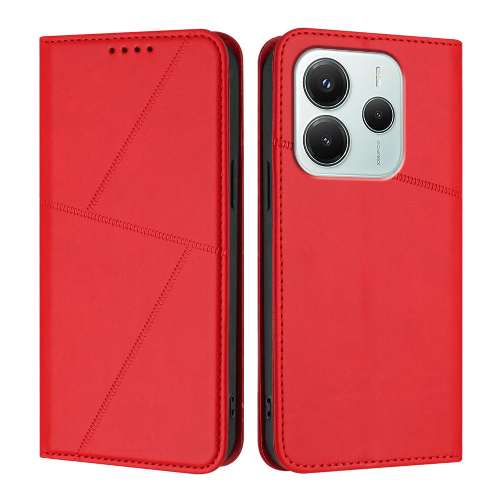 (Red) For Xiaomi Mi Note 14 4G (164.84Mm) Wallet Case Magnetic Closure Leather Flip Phone Cover With Stand Red 6914289333541