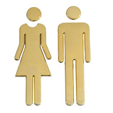 Elegant Design Restroom Signs, Durable Acrylic Indicators Adhesive Backed No Smell, Waterproof Sun Protection For Hotel Store Parking Lot (Silver)
