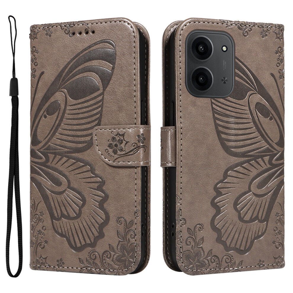 (Grey) For Xiaomi Redmi 15C 4G (Global) (171Mm) / Poco C85 4G (171Mm) Case Butterfly Pattern Pu Leather Folio Flip Phone Cover Grey 6914281725023