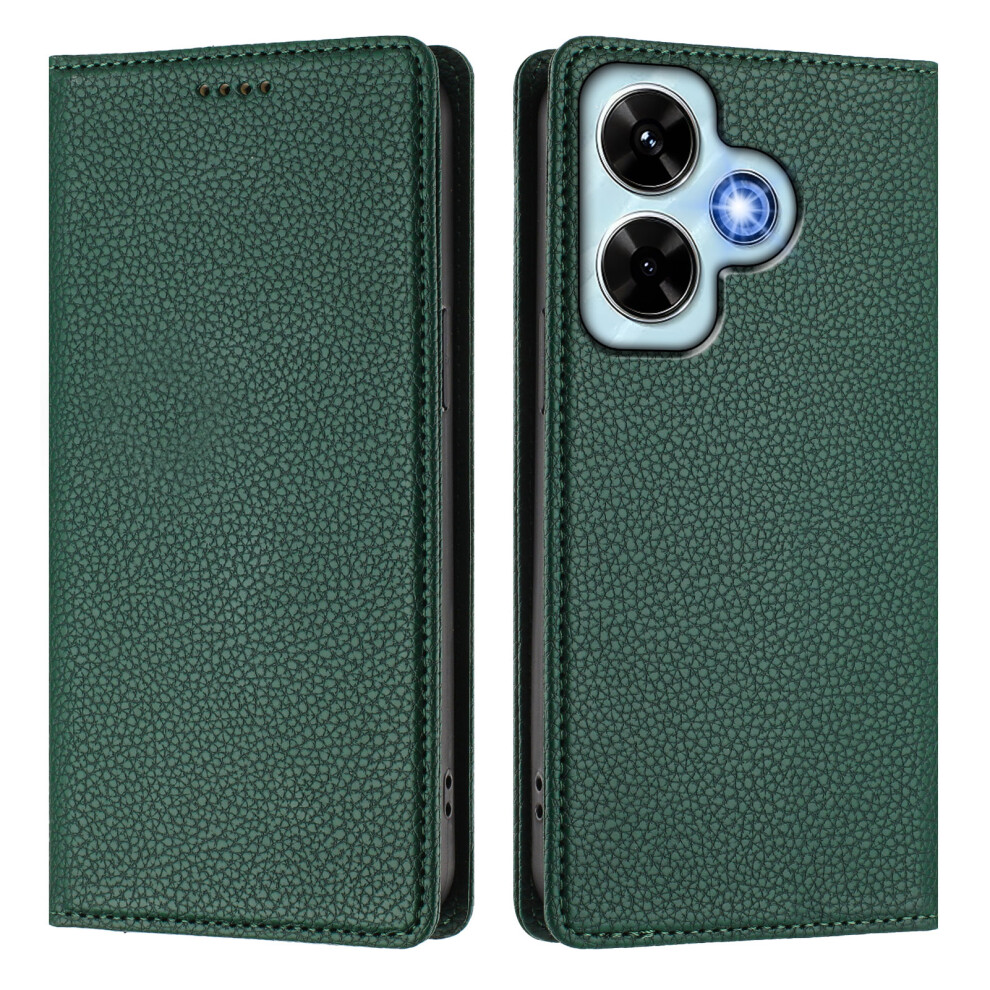 (Dark ) For Xiaomi Redmi Note 13 4G Wallet Case Rfid Blocking Litchi Texture Leather Mobile Cover Green 6914280328812