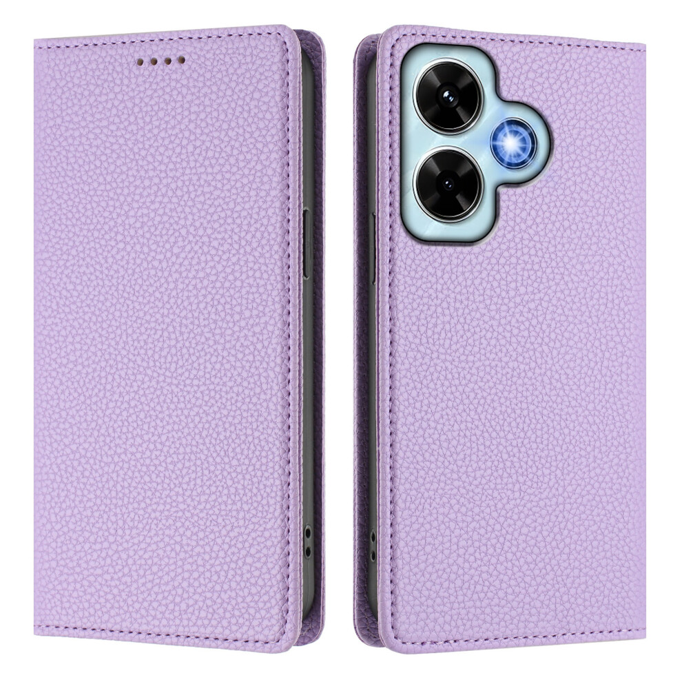 (Light ) For Xiaomi Redmi Note 13 4G Wallet Case Rfid Blocking Litchi Texture Leather Mobile Cover Purple 6914288836920
