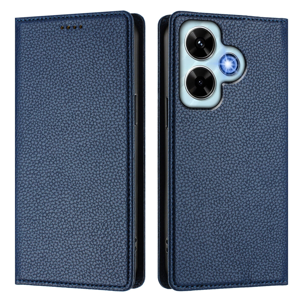 (Dark ) For Xiaomi Redmi Note 13 4G Wallet Case Rfid Blocking Litchi Texture Leather Mobile Cover Blue 6914282166894