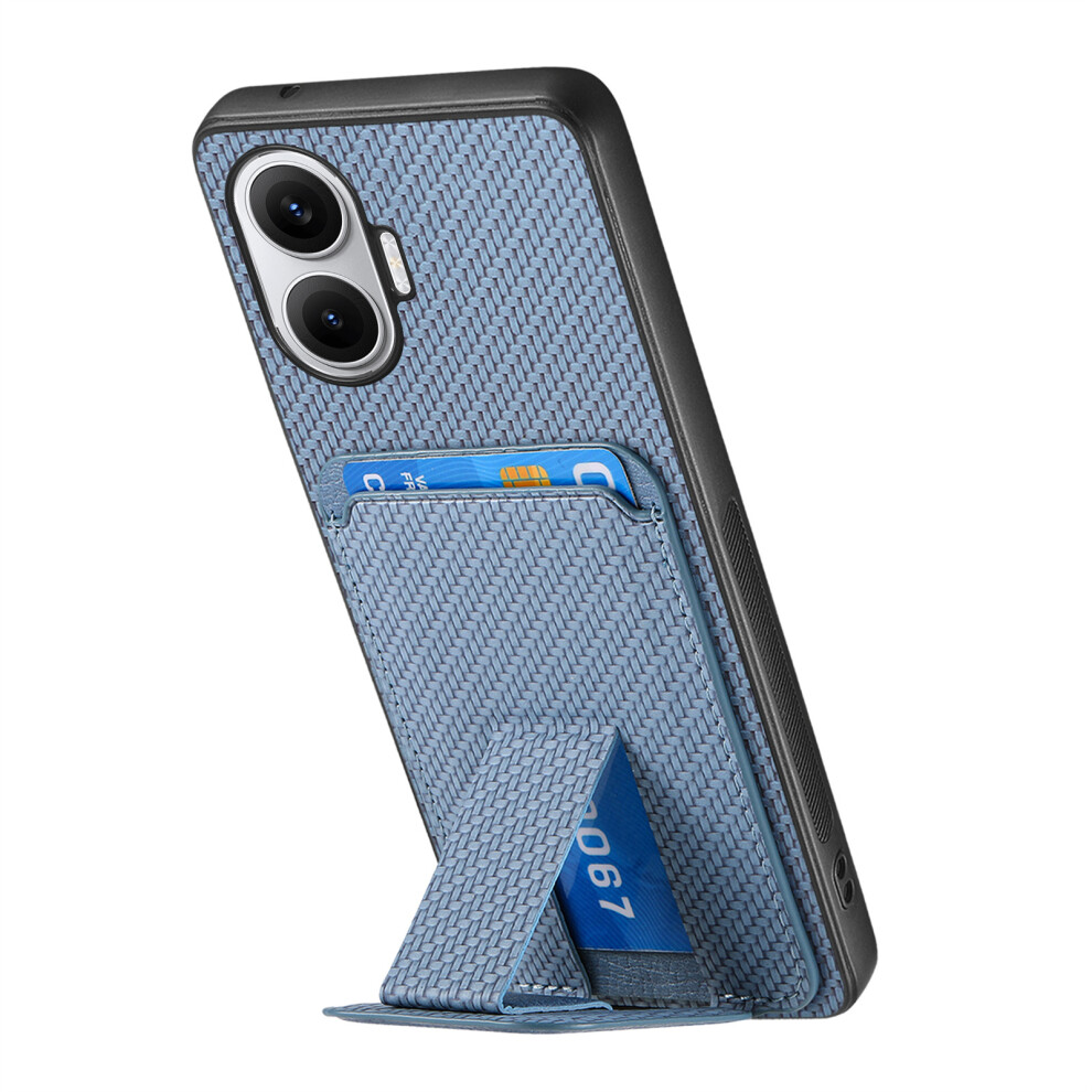 (Blue) For Xiaomi Redmi Turbo 4 Pro 5G Case Card Holder Carbon Fiber Texture Leather Coated Tpu Phone Cover Blue 6914285732836
