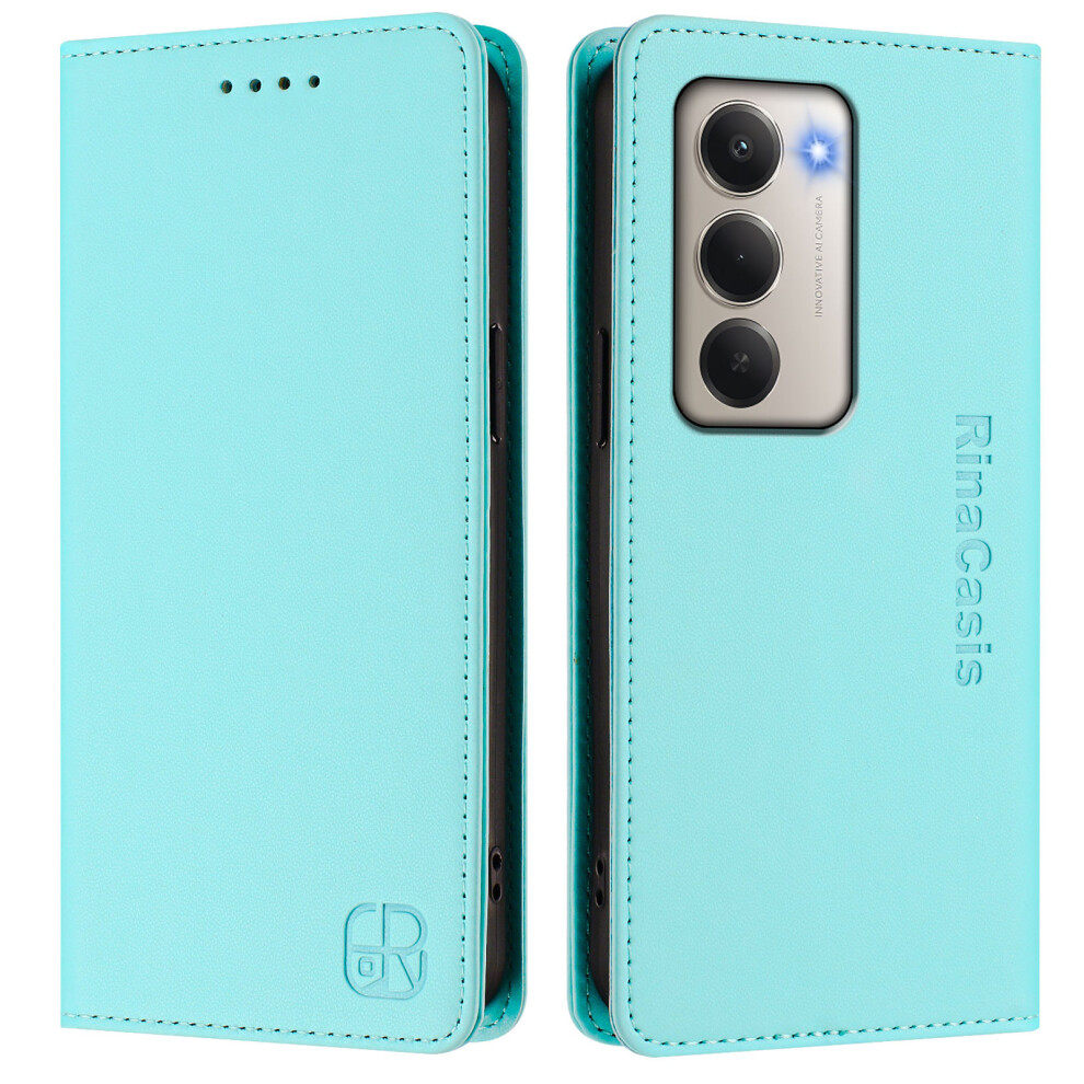 (Mint ) For Xiaomi Redmi 15 5G (Global) (169Mm) Leather Case Rinacasis Rc01 Phone Cover With Rfid Blocking Wallet Stand Green 6914283263790