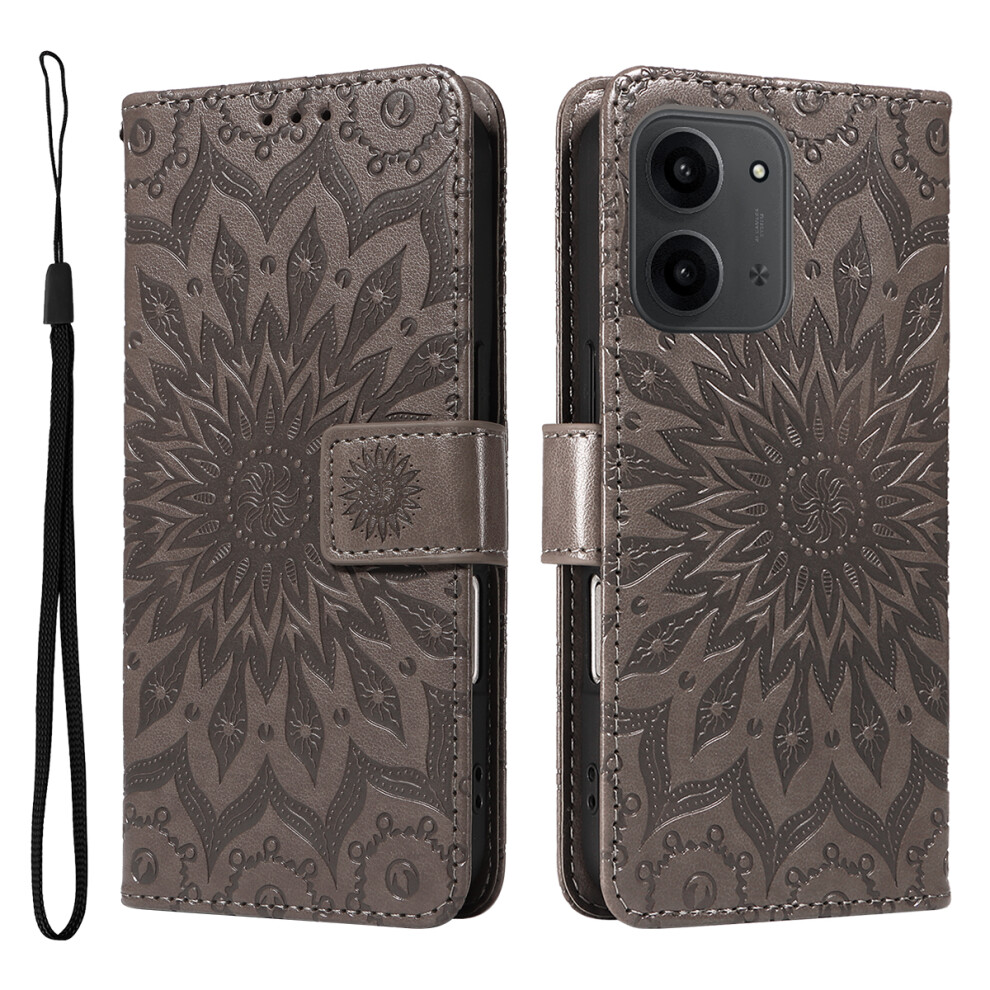 (Grey) For Xiaomi Redmi 15C 4G (Global) (171Mm) / Poco C85 4G (171Mm) Leather Wallet Case Sunflower Imprinted Phone Cover Grey 6914286825865