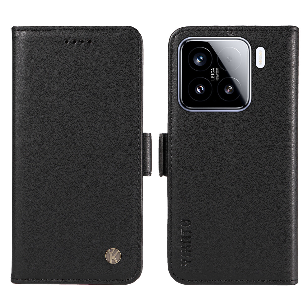 (Black) For Xiaomi 15 Wallet Phone Case Yikatu Yk-003 Leather Stand Cover Black 6914283899791