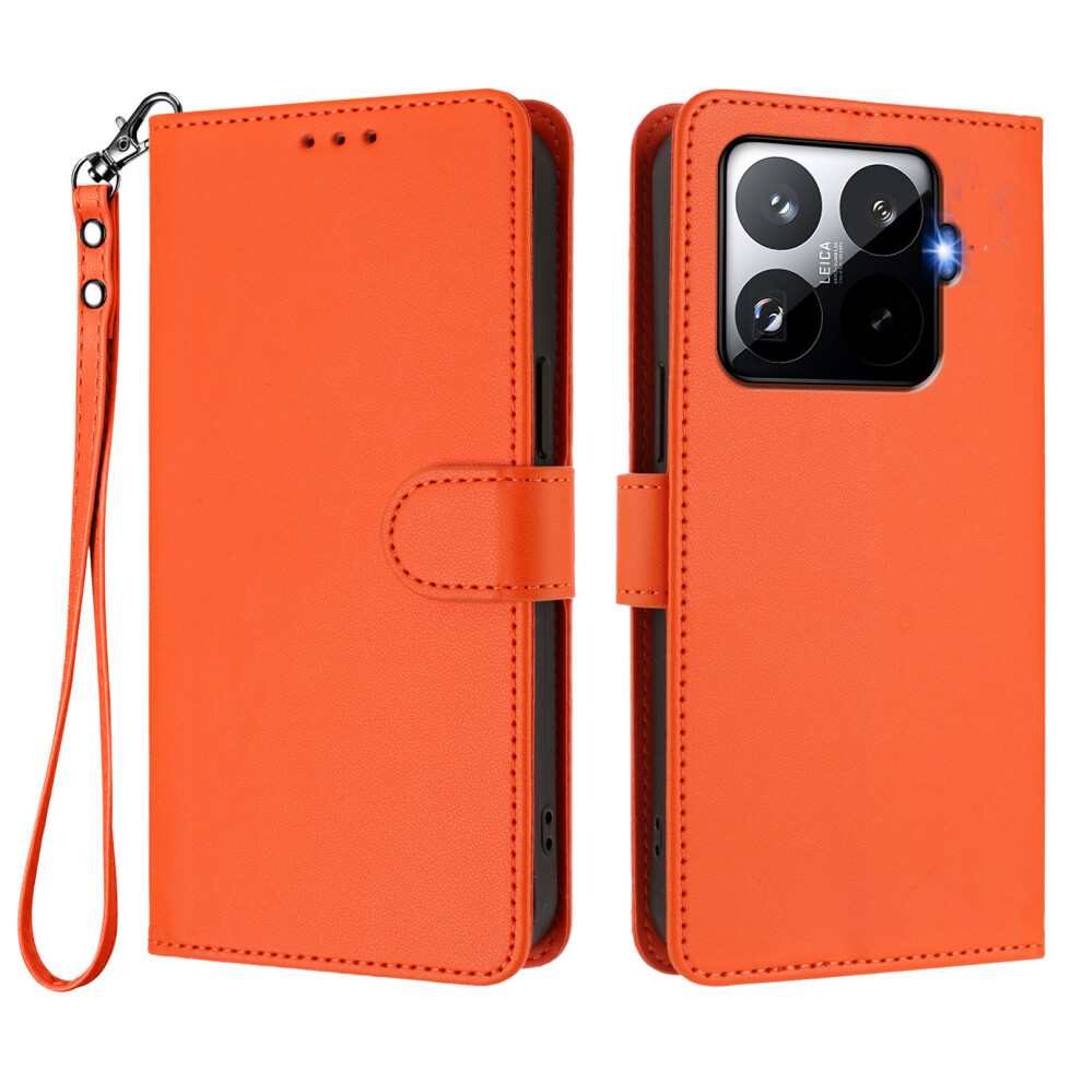 (Orange) For Xiaomi 15T Pro Leather Case Wallet Stand Phone Cover With Wrist Strap Orange 6914281860281