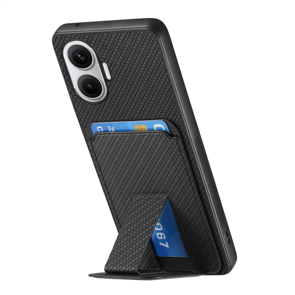 (Black) For Xiaomi Redmi Turbo 4 Pro 5G Case Card Holder Carbon Fiber Texture Leather Coated Tpu Phone Cover Black 6914289102550