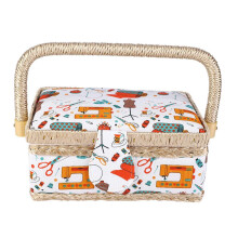 Handmade Sewing Basket Thread And Needle Storage Box Flip Type Fabric Craft Organizer Household Sewing Box