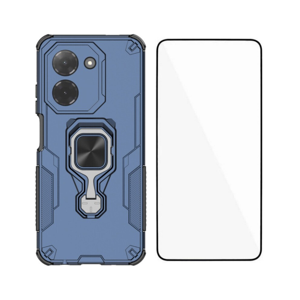(Blue) For Xiaomi Redmi A5 4G (171.7Mm) Phone Case Wanlonfeng Pc Tpu Back Cover Kickstand With Tempered Glass Blue 6914288113885