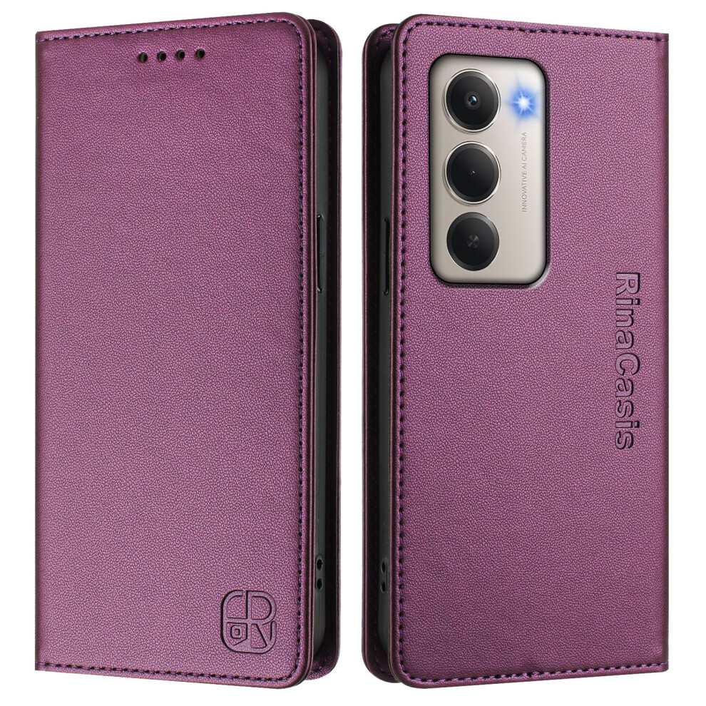 (Violet) For Xiaomi Redmi 15 5G (Global) (169Mm) Leather Case Rinacasis Rc01 Phone Cover With Rfid Blocking Wallet Stand 6914285204548