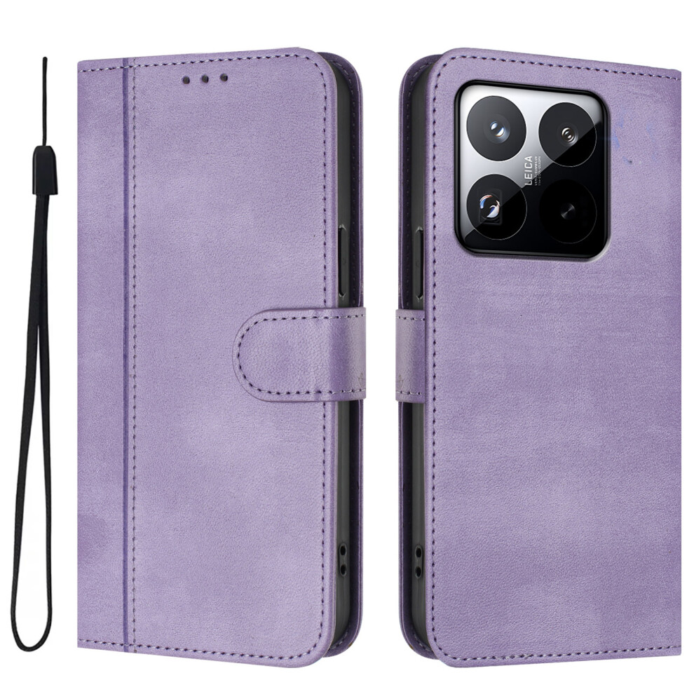 (Light ) For Xiaomi 15T Cases Wallet Stand Retro Texture Leather Phone Cover With Lanyard Purple 6914282028345