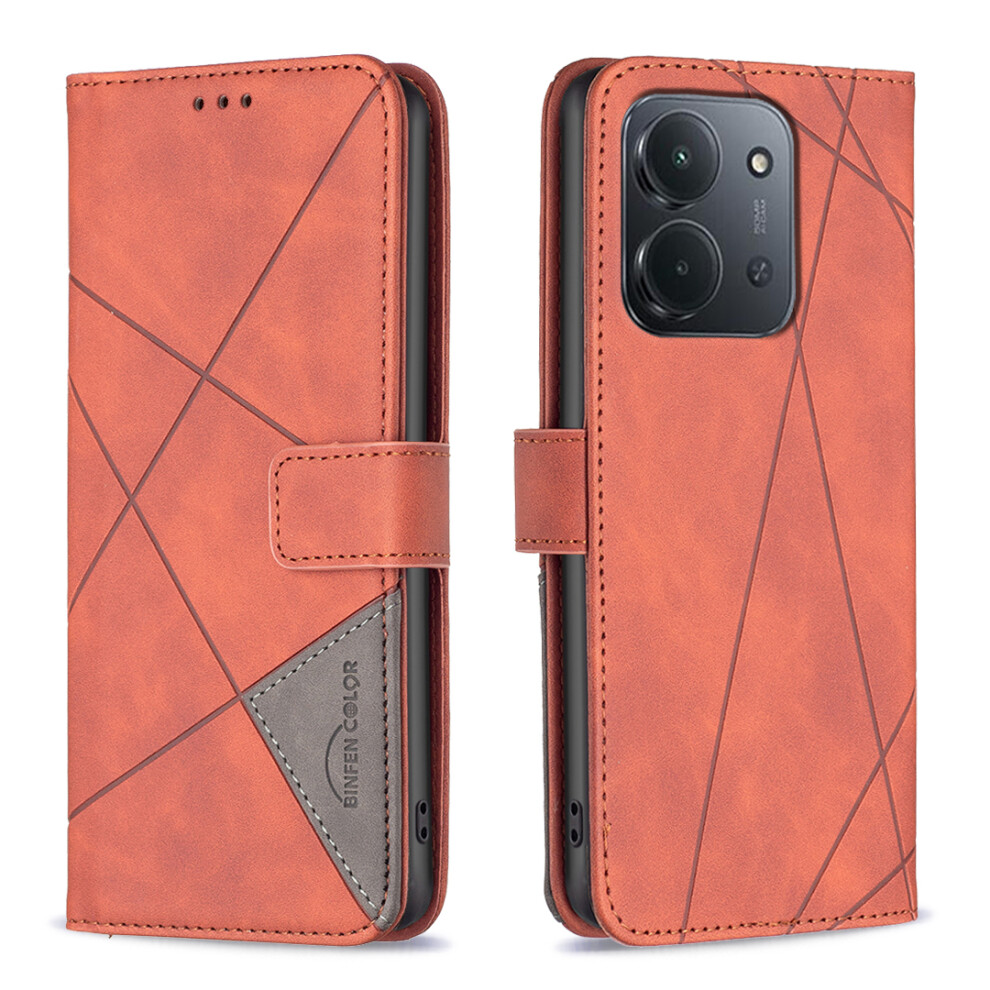 (Brown) For Xiaomi Redmi 15C 4G (Eu) (173Mm) / 15C 5G (Eu) (173Mm) / Poco C85 4G (173Mm) Phone Case Binfen Color Geometry Imprinted Leath Brown 6914287646636