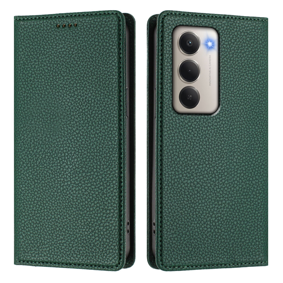 (Dark ) For Xiaomi Redmi 15 5G (Global) (169Mm) Wallet Case Rfid Blocking Litchi Texture Leather Mobile Cover Green 6914280493671