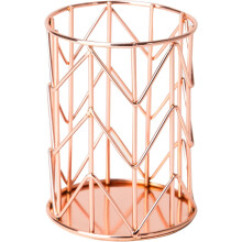 Elegante organizer da scrivania, portapenne in metallo per casa e ufficio, contenitore multifunzionale con angoli arrotondati e bordi lisci, rame/rosa