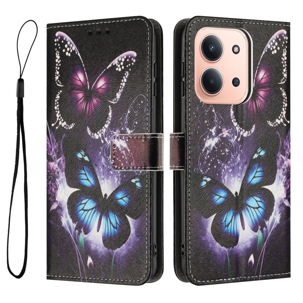 (Two Butterflies) For Xiaomi Redmi 15C 4G (Global) (171Mm) / Poco C85 4G (171Mm) Wallet Case Pattern Printing Pu Leather Cover With Lanyard 6914282870876