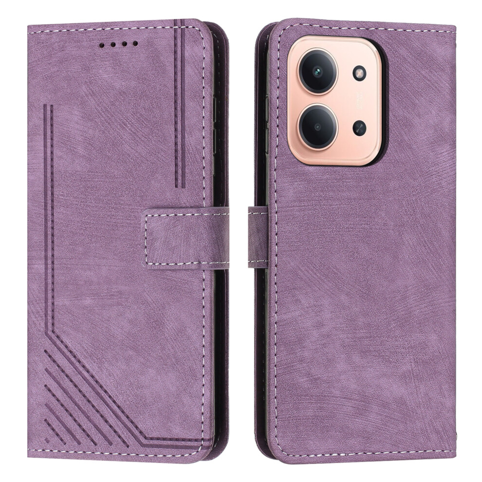(Purple) For Xiaomi Redmi 15C 4G (Global) (171Mm) / Poco C85 4G (171Mm) Stand Case Imprinted Lines Leather Phone Cover Purple 6914289498318