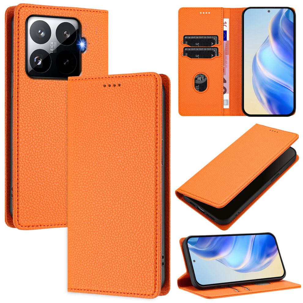 (Orange) For Xiaomi 15T Pro Wallet Case Rfid Blocking Litchi Texture Leather Mobile Cover Orange 6914280235707