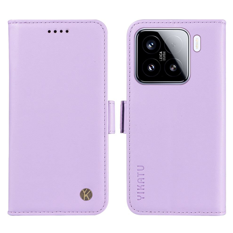 (Light ) For Xiaomi 15 Wallet Phone Case Yikatu Yk-003 Leather Stand Cover Purple 6914282683360