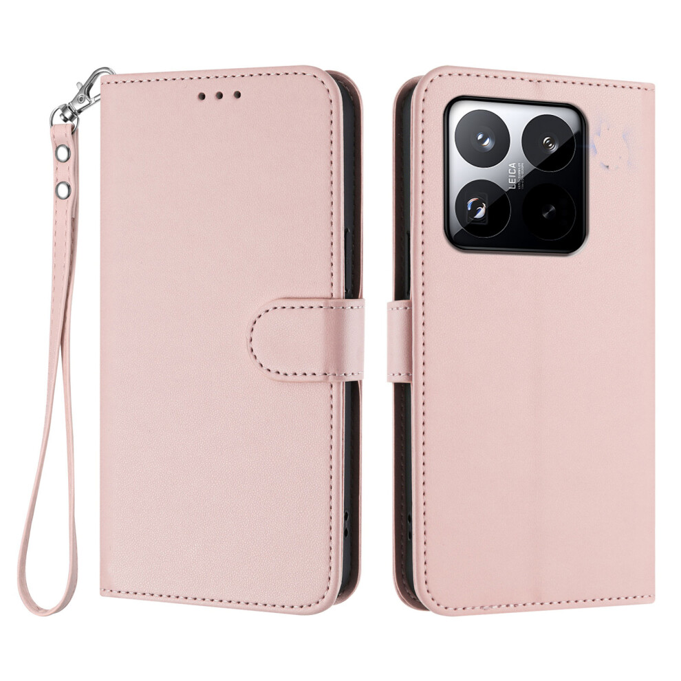 (Pink) For Xiaomi 15T Leather Case Wallet Stand Phone Cover With Wrist Strap Pink 6914284953362