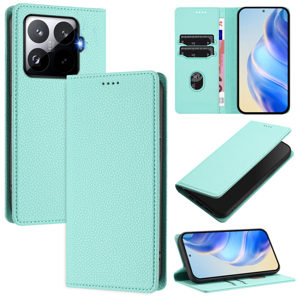 (Mint ) For Xiaomi 15T Pro Wallet Case Rfid Blocking Litchi Texture Leather Mobile Cover Green 6914282299028
