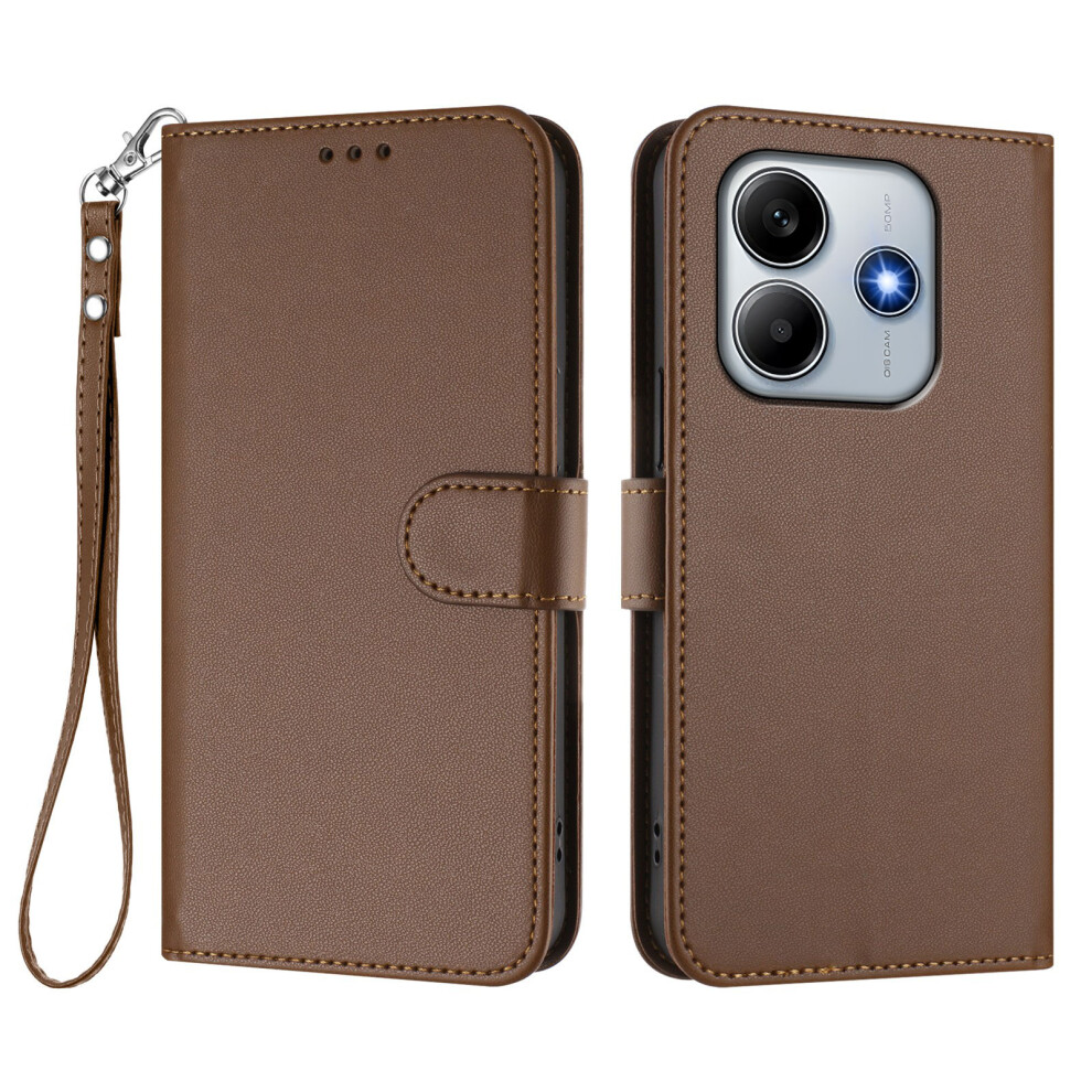 (Brown) For Xiaomi Redmi Note 14 5G (China) / Xiaomi Poco M7 Pro 5G / Xiaomi Redmi Note 14 5G Leather Case Wallet Stand Phone Cover With Brown 6914286672193
