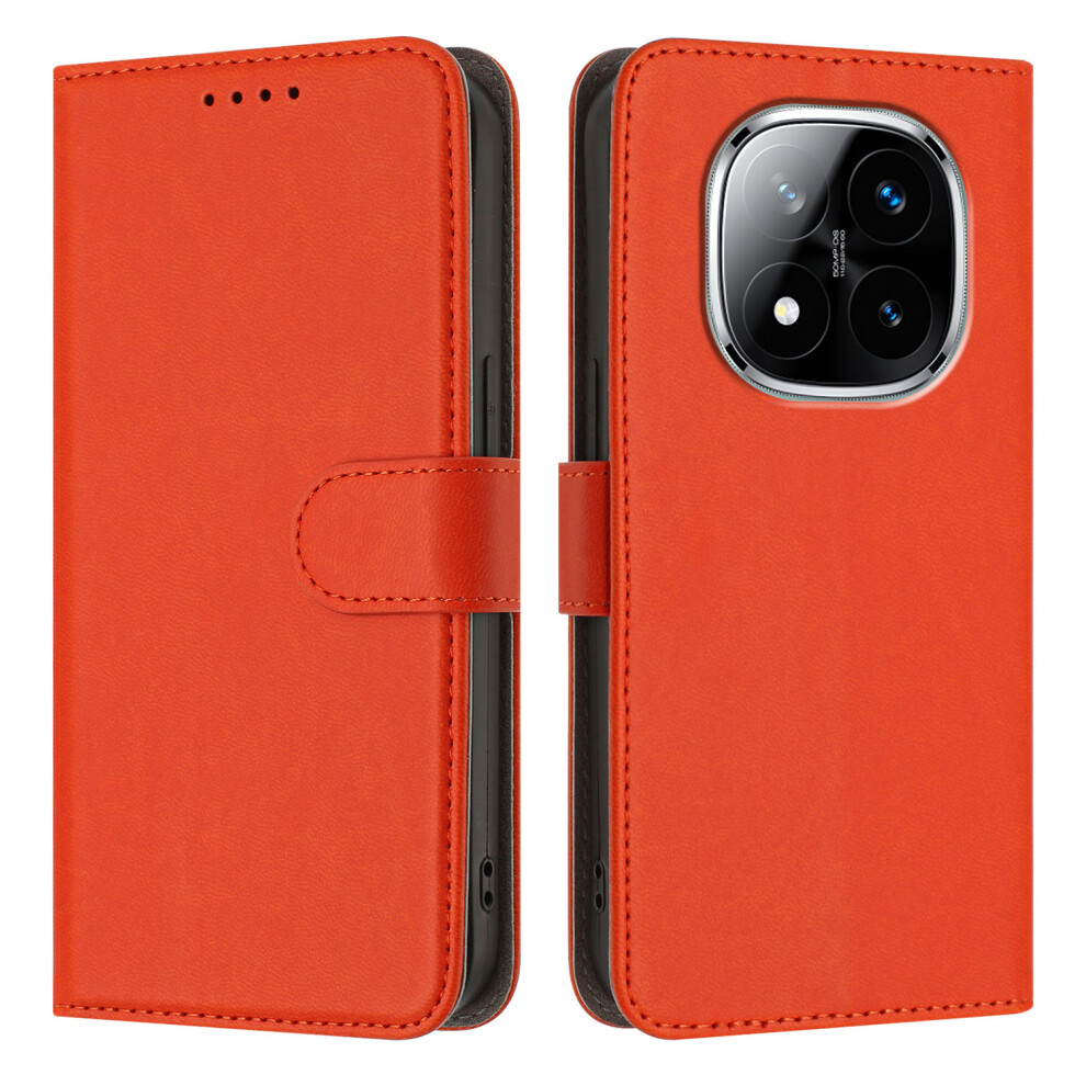 (Orange) For Xiaomi Redmi Note 14 Pro 5G / Xiaomi Redmi Note 14 Pro 4G / Xiaomi Poco X7 5G / Xiaomi Redmi Note 14 Pro+ 5G Leather Case Sol Orange 6914288775595