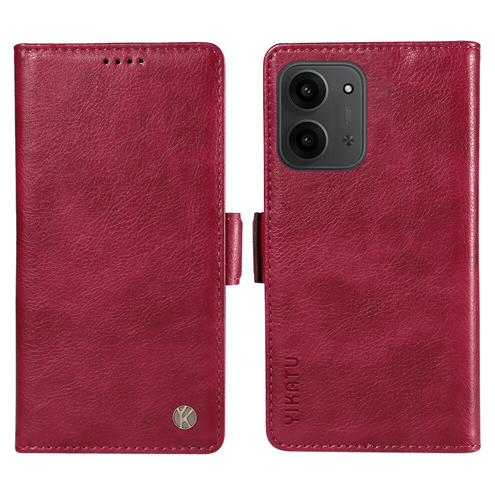 (Wine ) For Xiaomi Mi 15C 4G (Global) (171Mm) / Poco C85 4G (171Mm) Case Yikatu Yk-007 Litchi Texture Pu Leather Wallet Phone Cover Red 6914285397400