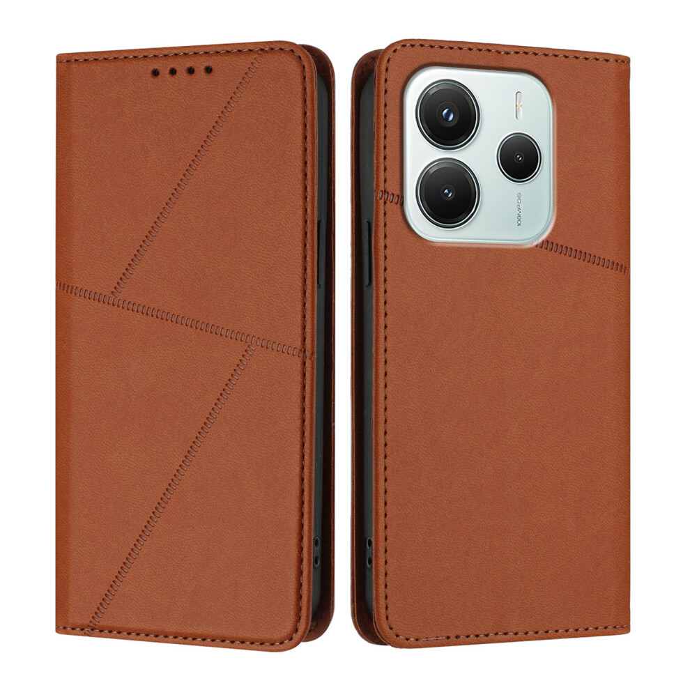 (Coffee) For Xiaomi Redmi Note 14 4G (164.84Mm) Wallet Case Magnetic Closure Leather Flip Phone Cover With Stand Brown 6914289433074